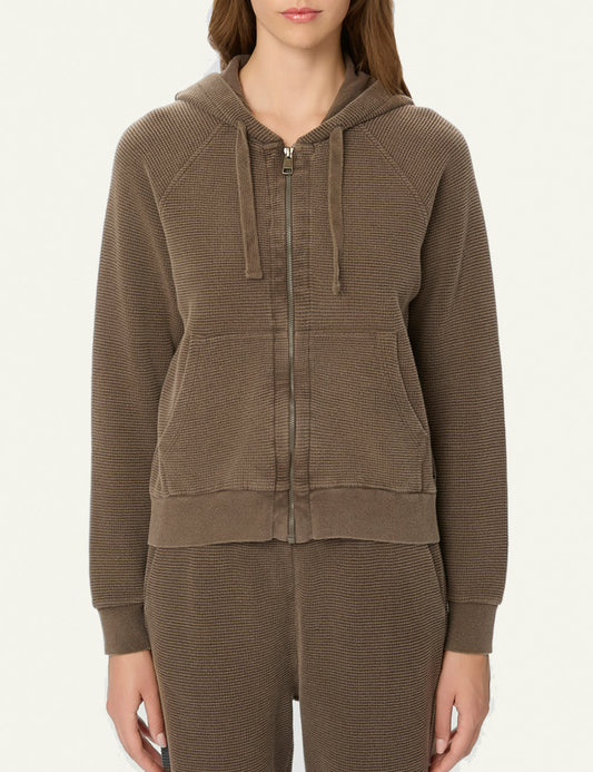 DIRTY LAUNDRY WAFFLE RAGLAN FULLZIP VINTAGE MOCHA