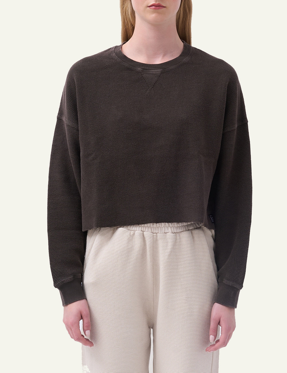 DIRTY LAUNDRY CROPPED WAFFLE LONGSLEEVE