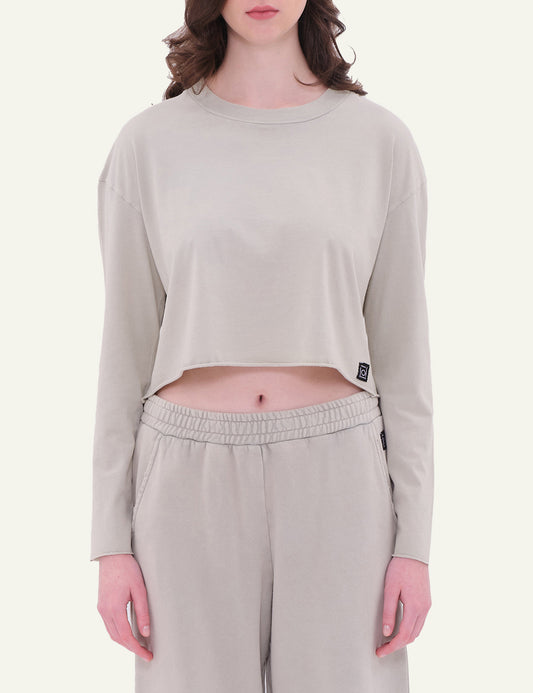 DIRTY LAUNDRY BOXY LONGSLEEVE VINTAGE GREIGE