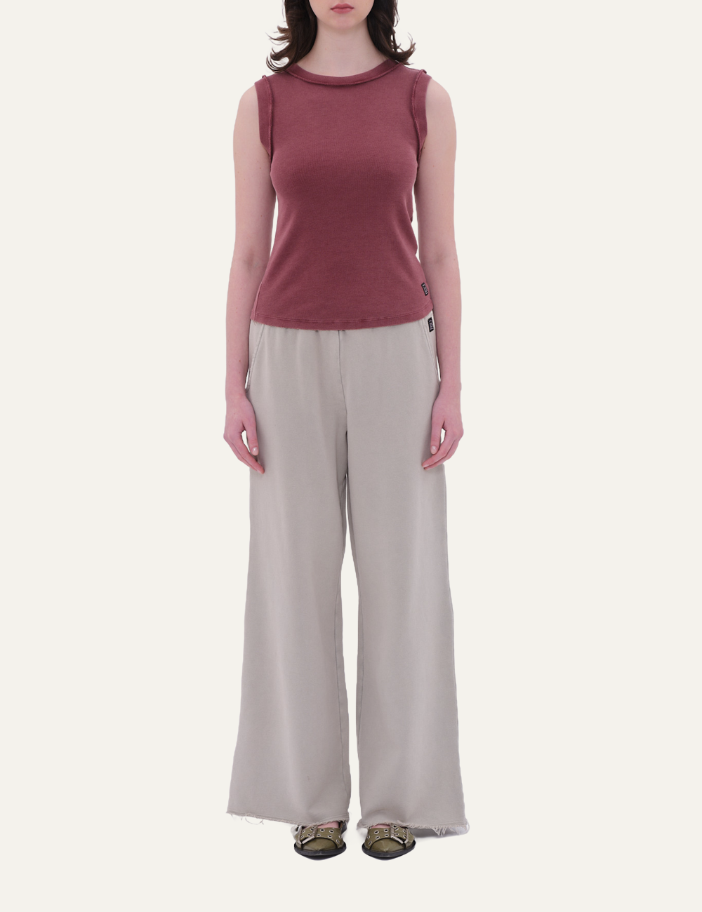 DIRTY LAUNDRY WIDELEG SWEATPANTS WITH RAW EDGES