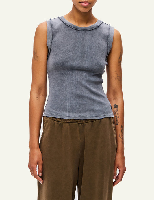DIRTY LAUNDRY CURVED HEM RIB TANK TOP