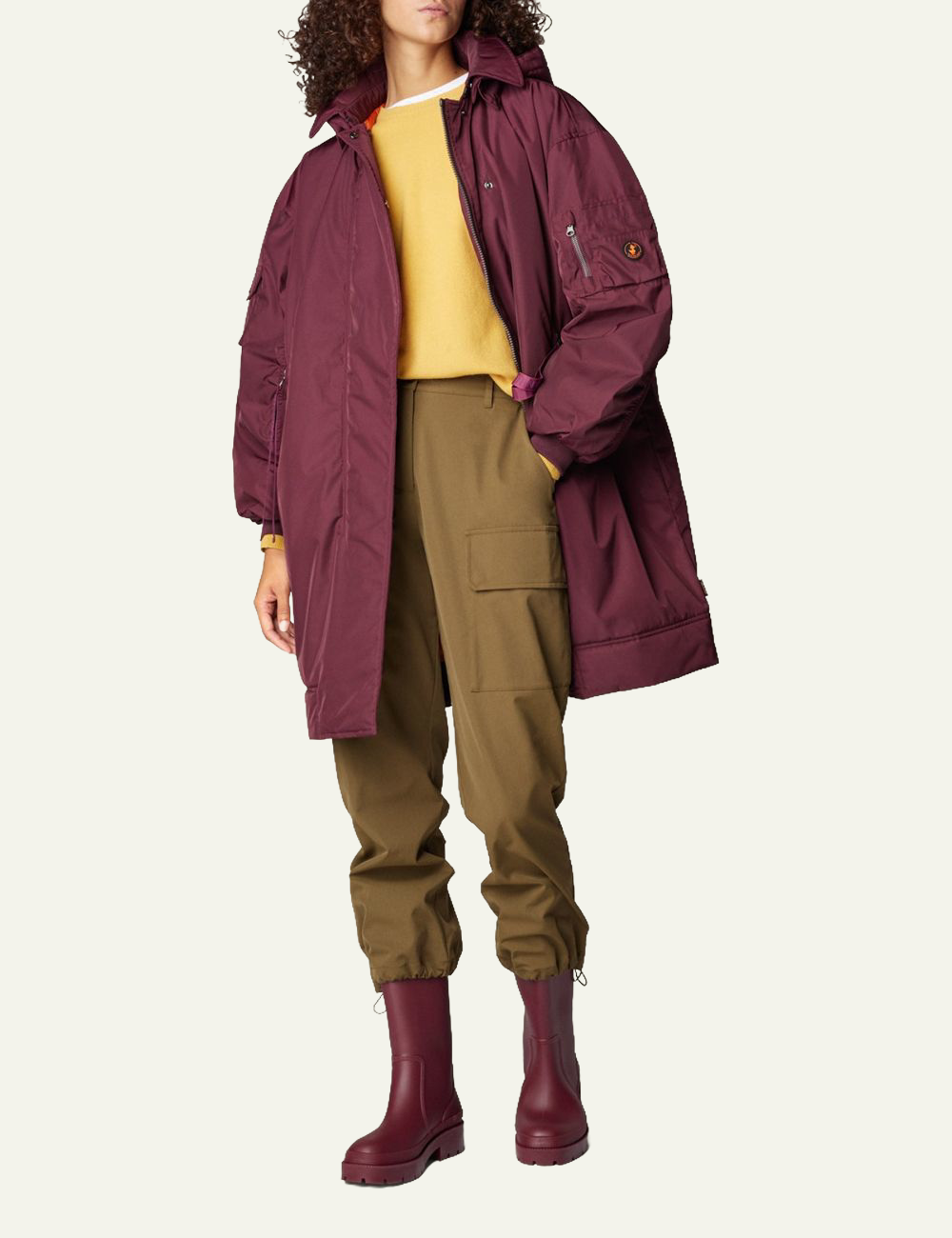 SAVE THE DUCK ISA HOODED COAT WINE RED