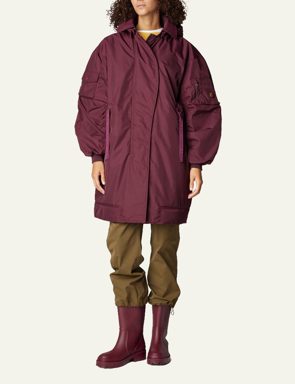 SAVE THE DUCK ISA HOODED COAT WINE RED
