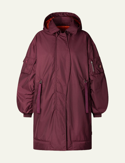 SAVE THE DUCK ISA HOODED COAT WINE RED