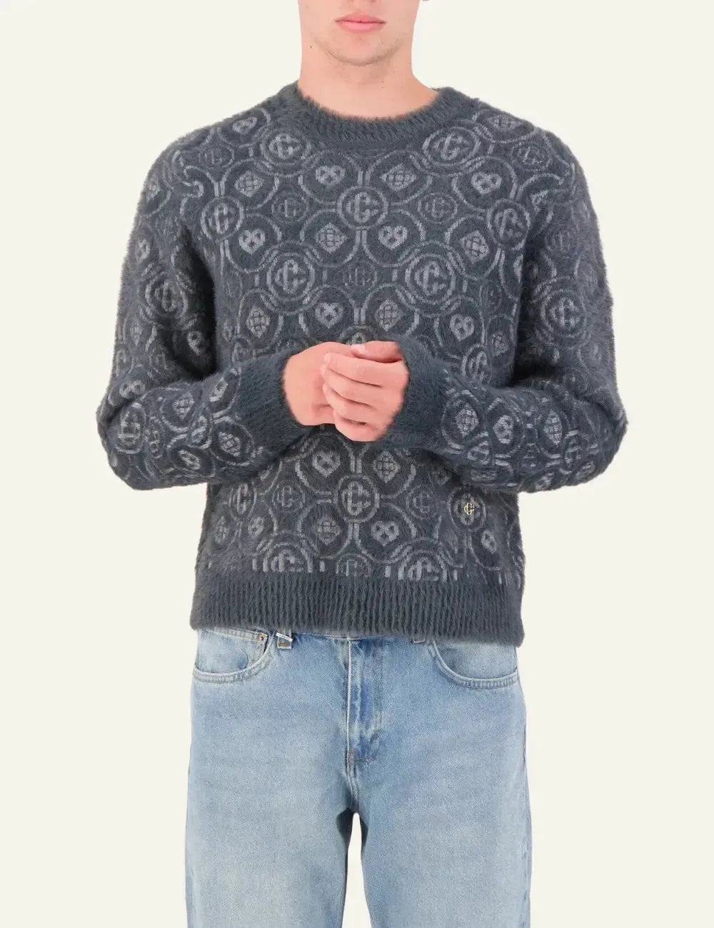 CASABLANCA FLUFFY MONOGRAM CREW NECK