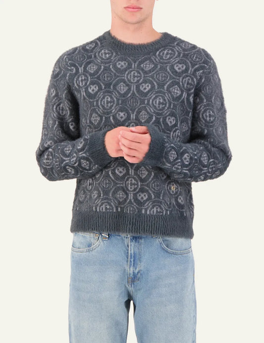 CASABLANCA FLUFFY MONOGRAM CREW NECK