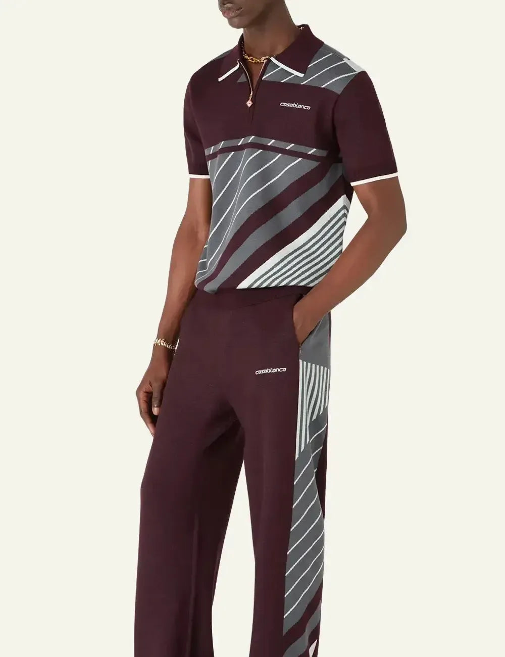CASABLANCA DIAGONAL SPORTY POLO