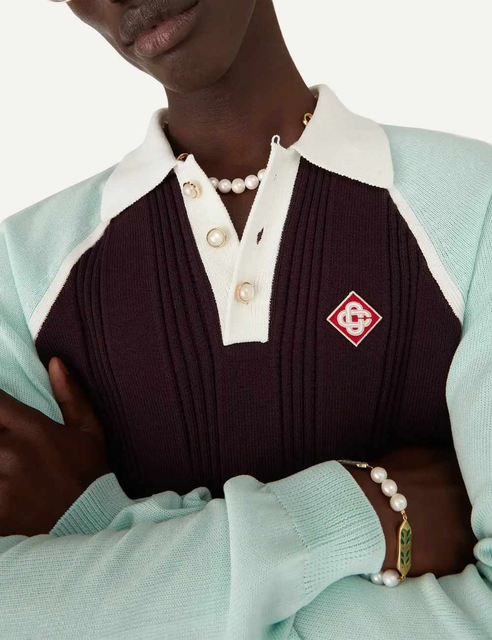 CASABLANCA SPORTY LONG SLEEVE POLO