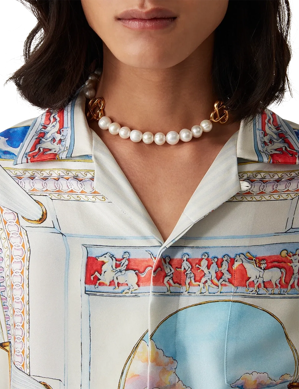 CASABLANCA PEARL LOGO NECKLACE