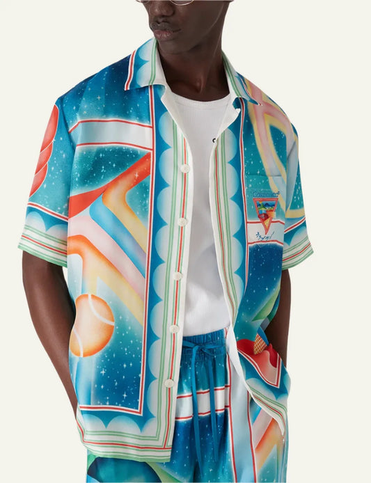 CASABLANCA CUBAN COLLAR SS SHIRT