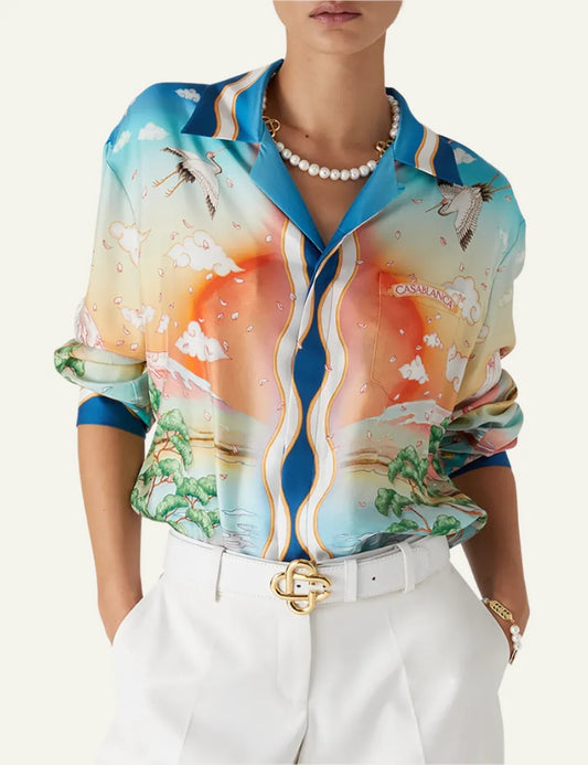 CASABLANCA CUBAN COLLAR LS SHIRT