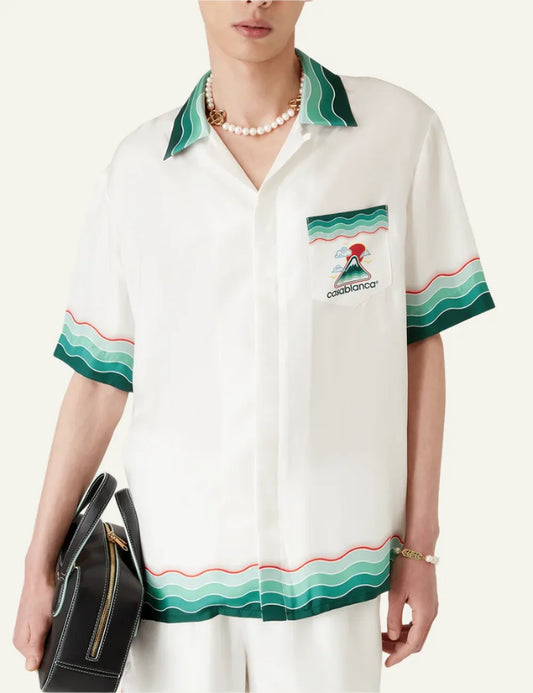 CASABLANCA CUBAN COLLAR SS SHIRT