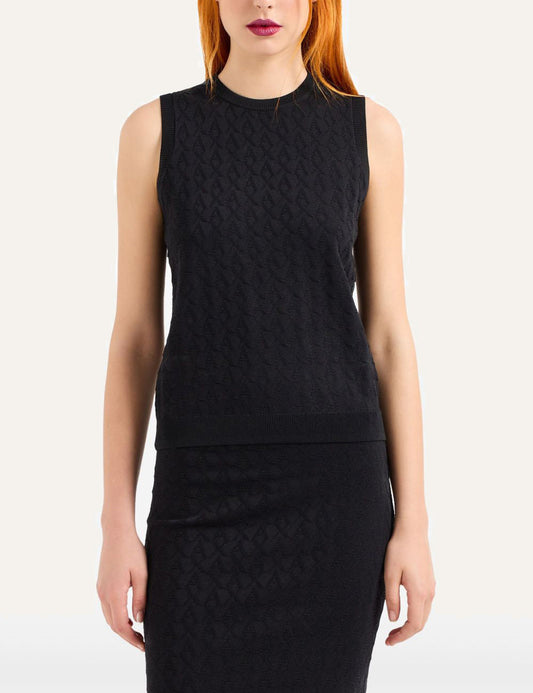 ARMANI EXCHANGE KNIT BLACK TOP