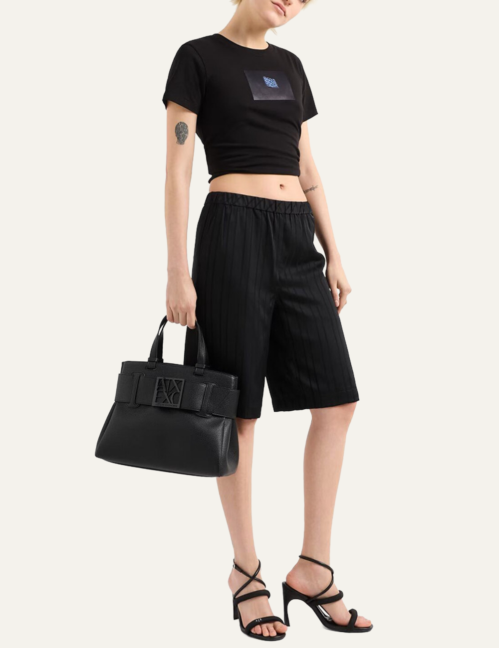 ARMANI EXCHANGE SHOPPING BAG BLACK