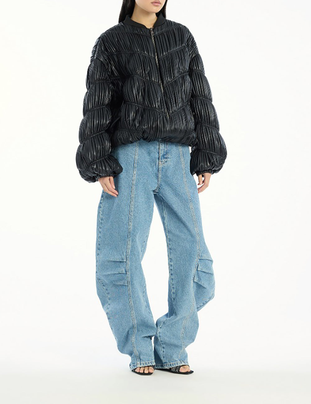 ROTATE PLEATED BOMBER JACKET