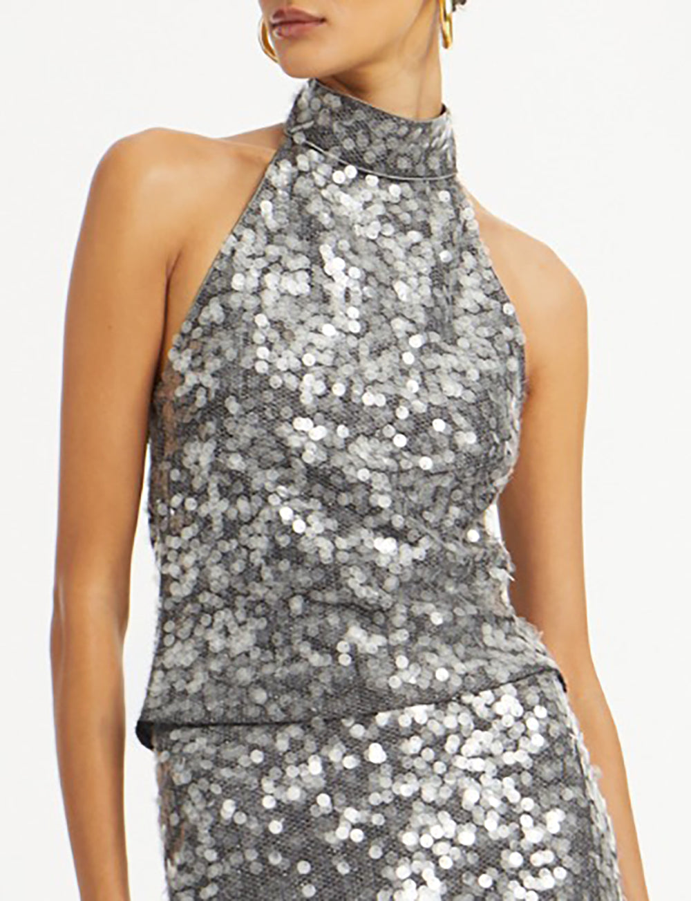 ROTATE NECK SEQUIN HALTERNECK