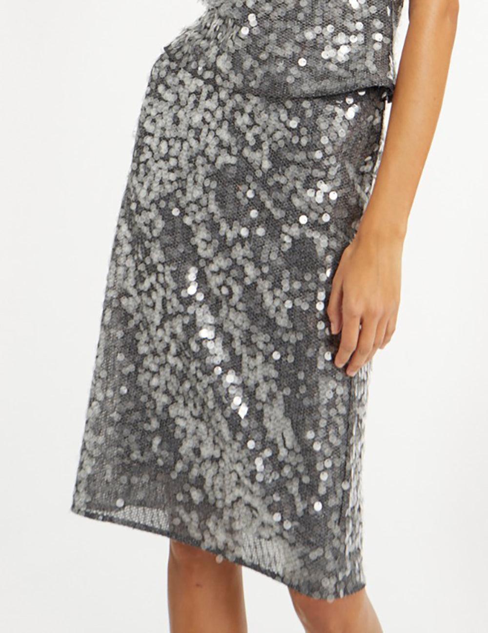 ROTATE NET SEQUIN MIDI SKIRT