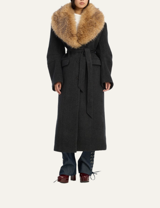 ROTATE FAUX FUR COLLAR L COAT
