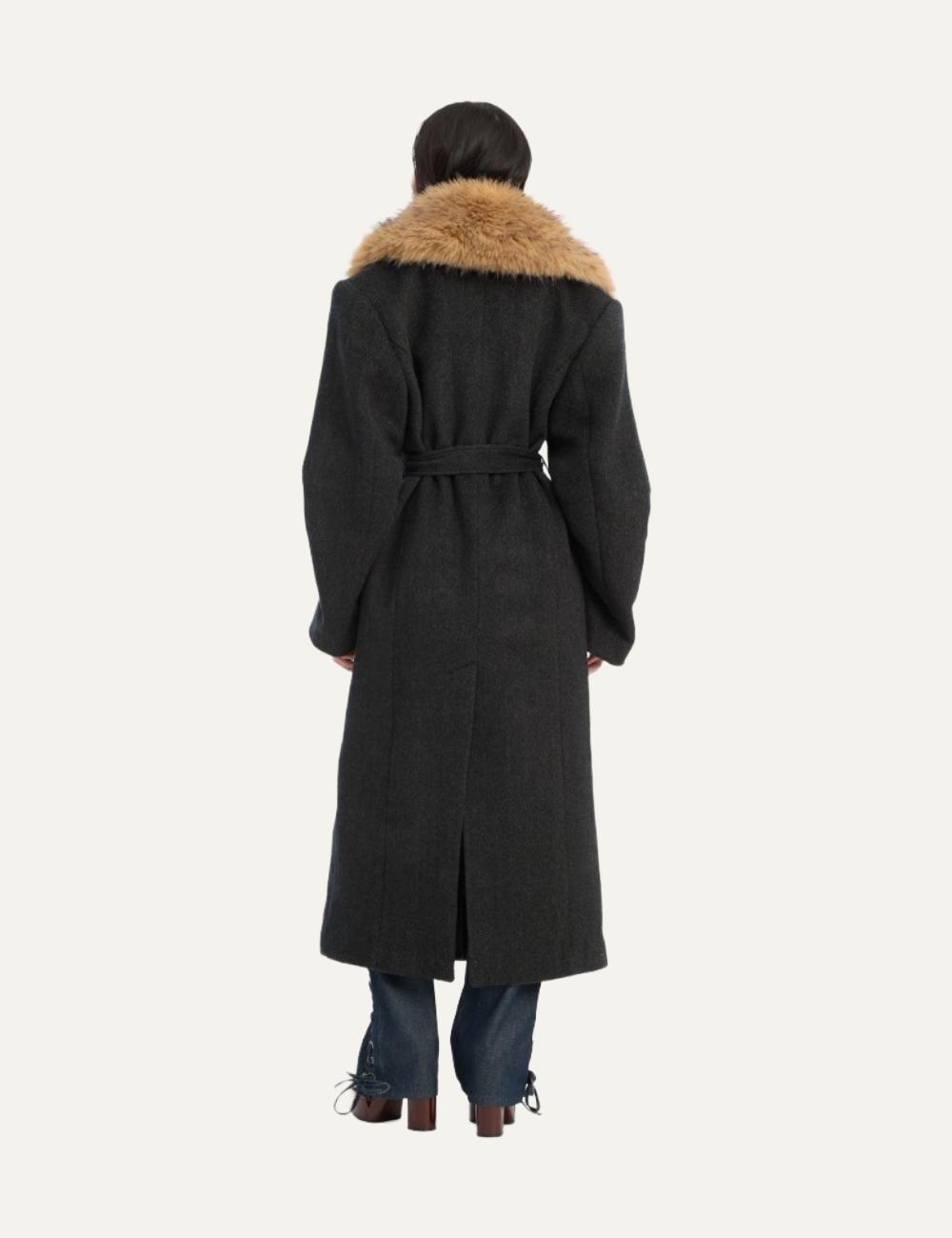 ROTATE FAUX FUR COLLAR L COAT