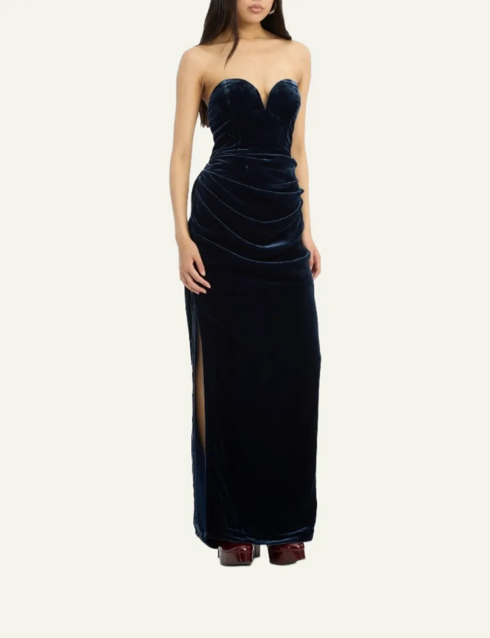 ROTATE SILK VELVET SLIT DRESS