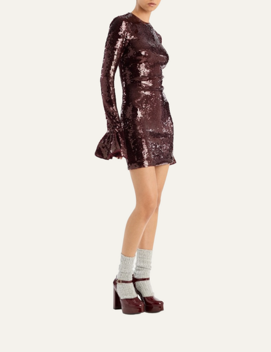 ROTATE SEQUINS LS MINI DRESS