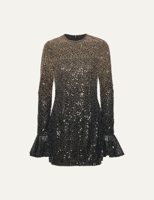 ROTATE BEADED LS MINI DRESS