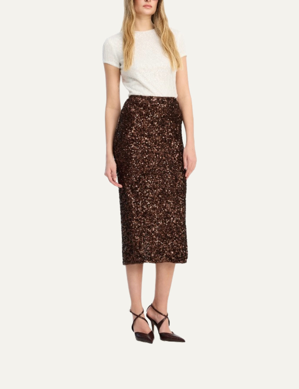 ROTATE SEQUIN PENCIL SKIRT