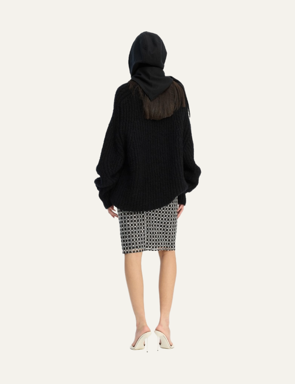 ROTATE BEADED LONG MINI SKIRT