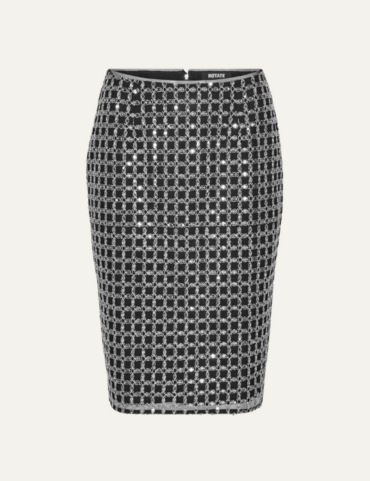 ROTATE BEADED LONG MINI SKIRT