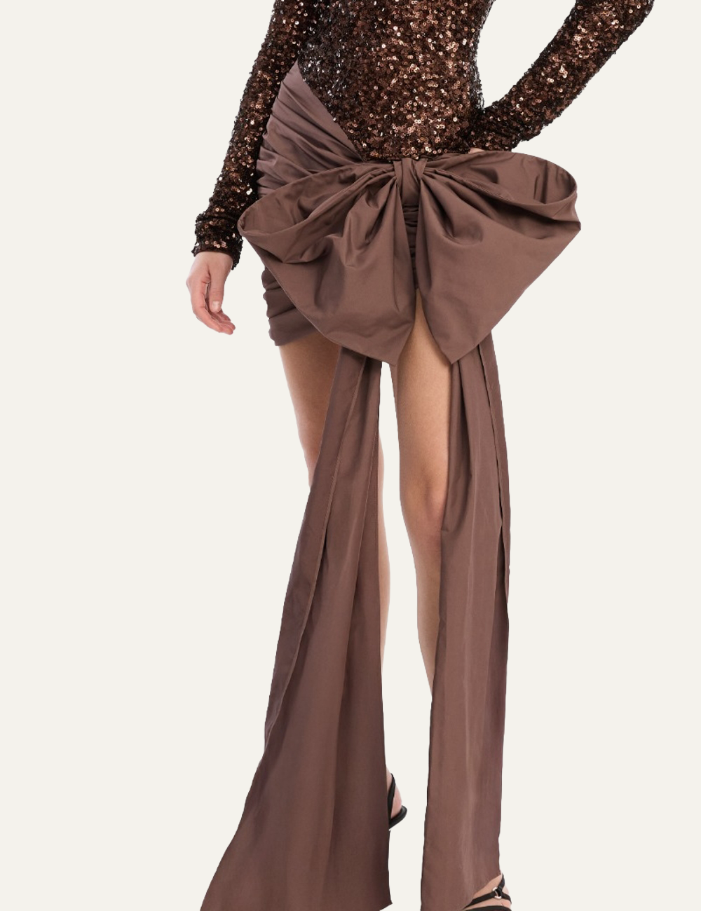 ROTATE SEQUINS BOW MINI DRESS