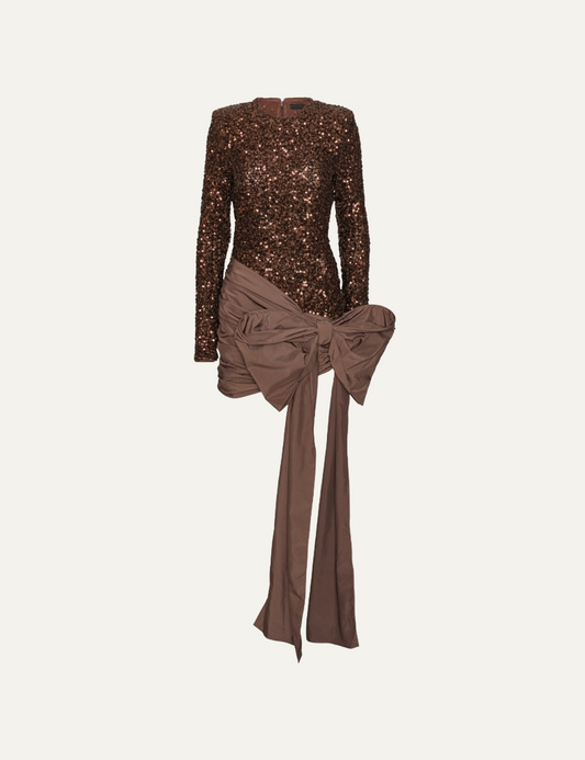 ROTATE SEQUINS BOW MINI DRESS