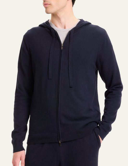 MAJESTIC FILATURES LONG - SLEEVE HOODED VEST NAVY