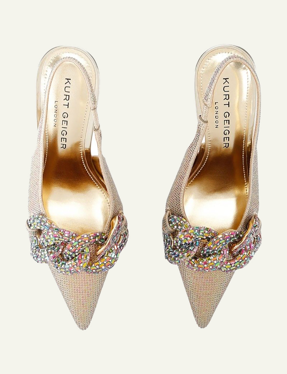 KURT GEIGER CRYSTAL CHAIN SLINGBACK