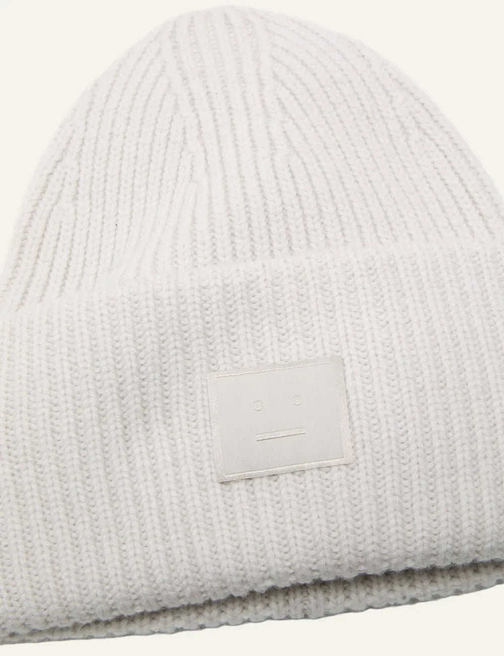 ACNE STUDIOS LARGE FACE LOGO BEANIE - YAK LIGHT GREY