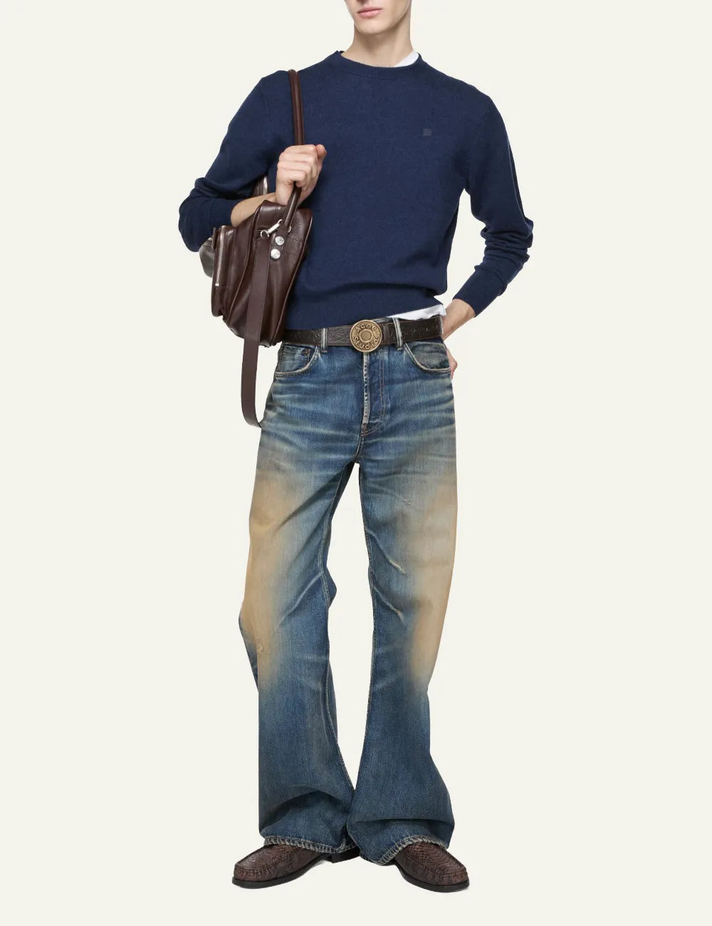 ACNE STUDIOS CREWNECK JUMPER - YAK WOOL NAVY MELANGE