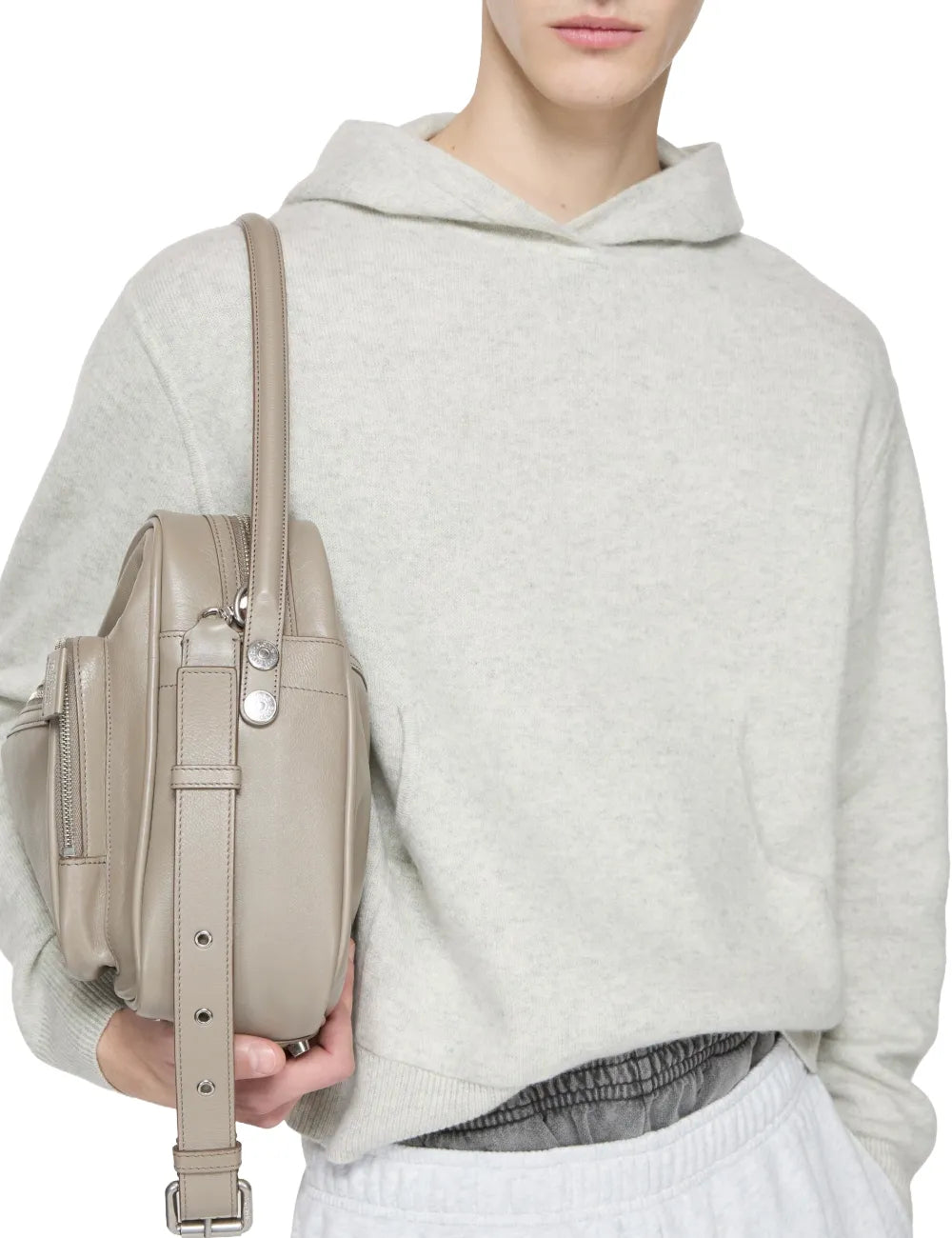 ACNE STUDIOS CASHMERE HOODIE LIGHT GREY MELANGE