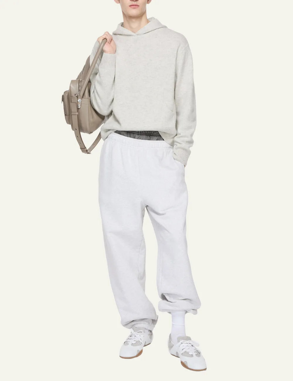 ACNE STUDIOS CASHMERE HOODIE LIGHT GREY MELANGE