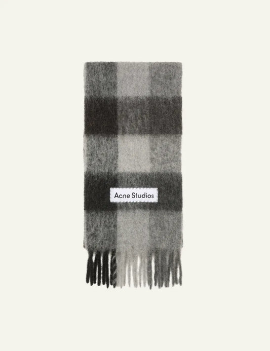 ACNE STUDIOS MOHAIR CHECKED SCARF DARK BLACK/GREY/DARK GREY