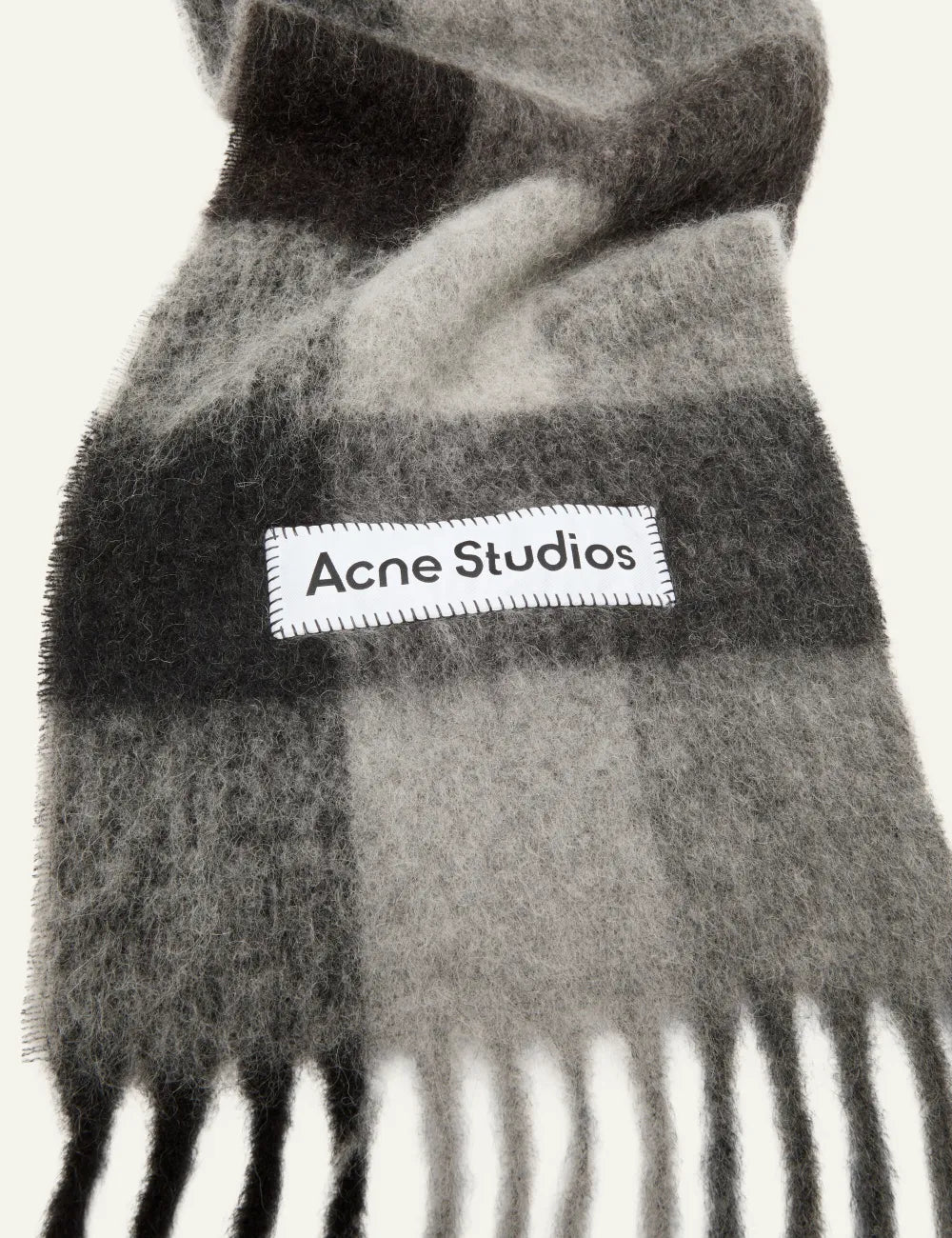 ACNE STUDIOS MOHAIR CHECKED SCARF DARK BLACK/GREY/DARK GREY