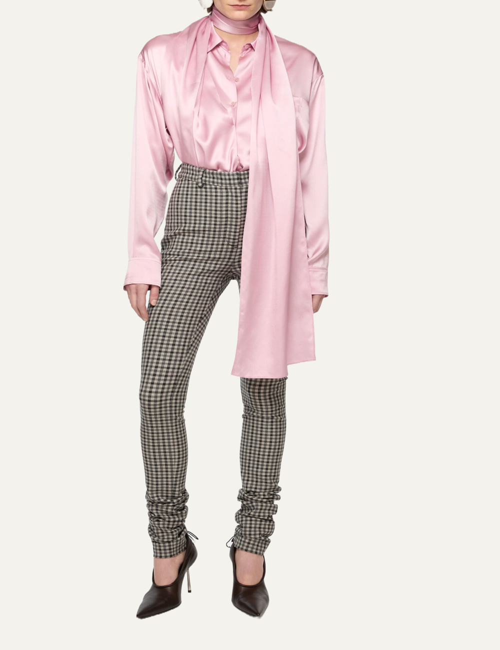 ACNE STUDIOS LAYERED SATIN BLOUSE PASTEL PINK