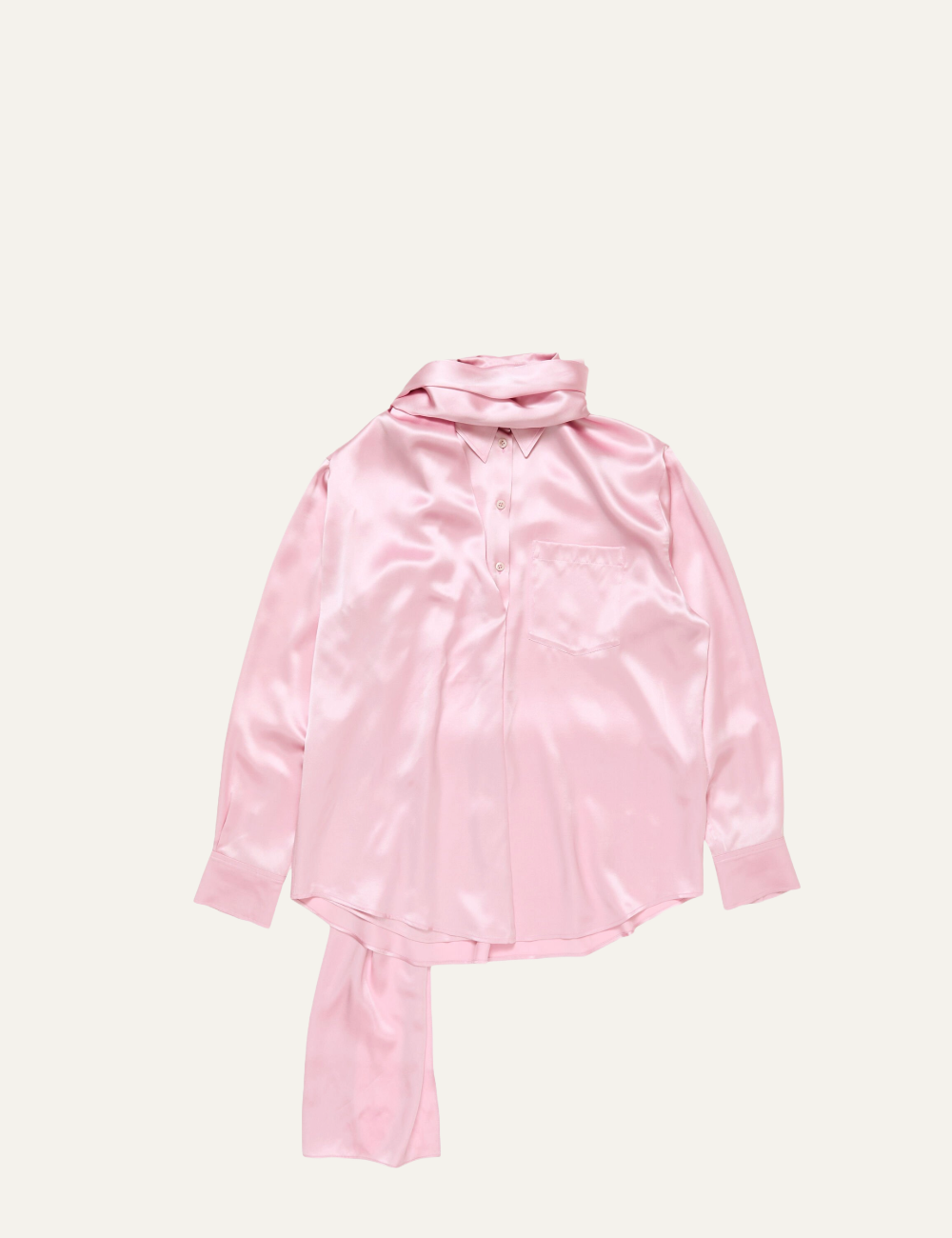 ACNE STUDIOS LAYERED SATIN BLOUSE PASTEL PINK