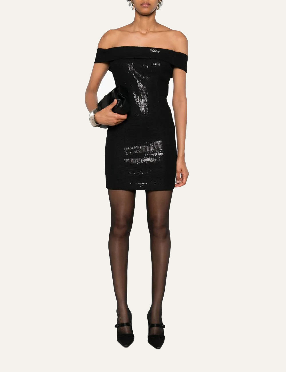 ELEH SEQUINS MINI DRESS BLACK