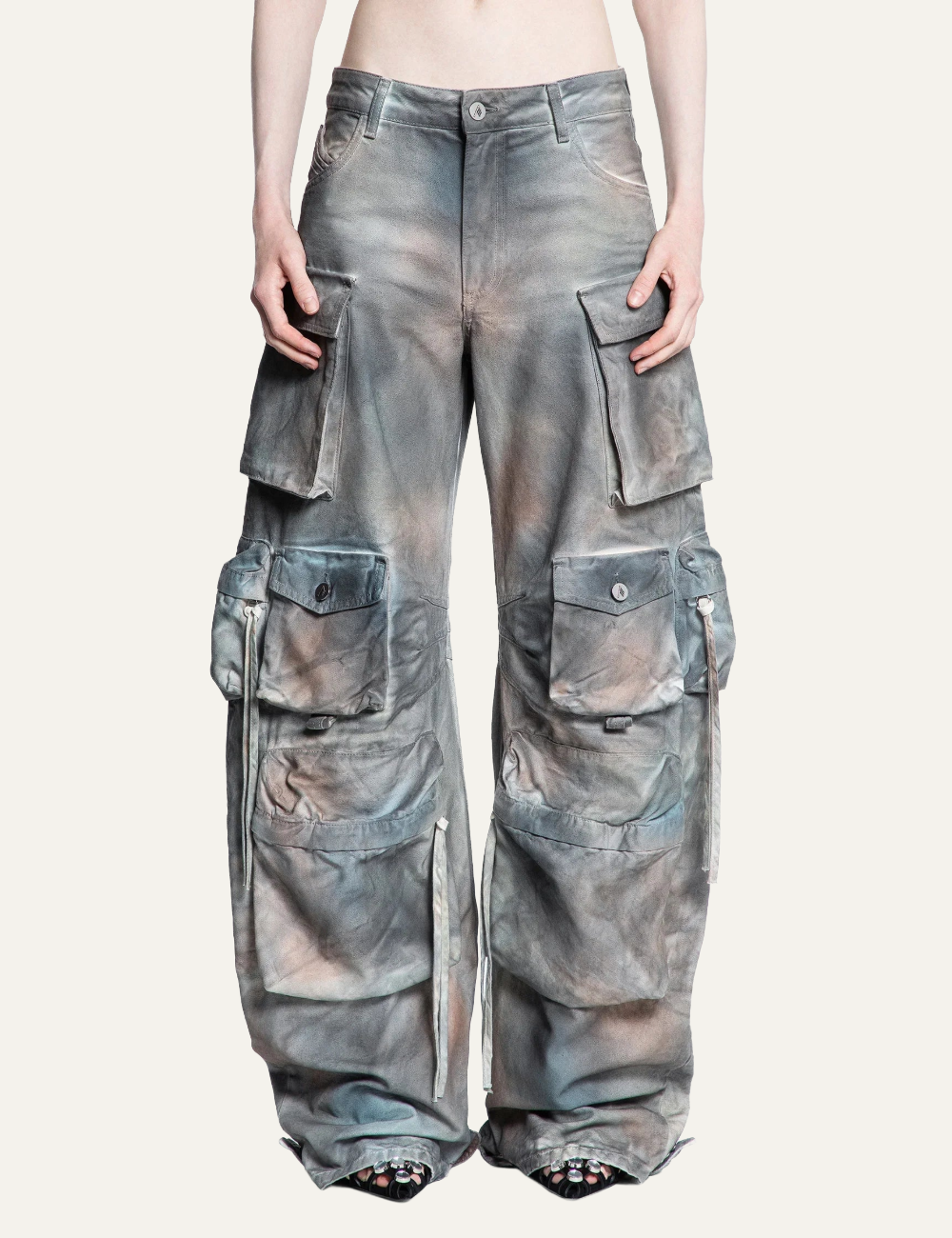 THE ATTICO LONG CARGO PANT GREY RUST