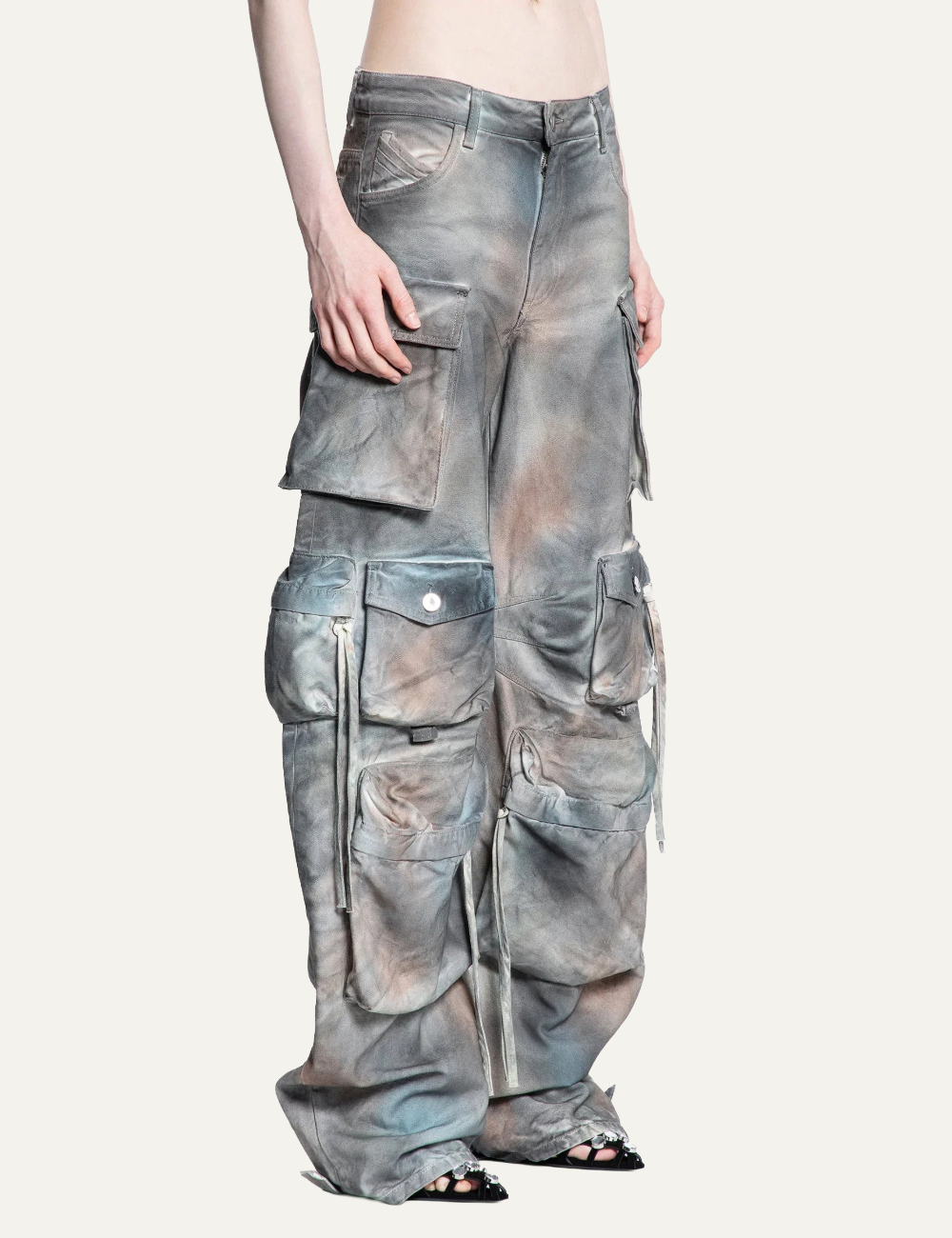 THE ATTICO LONG CARGO PANT GREY RUST
