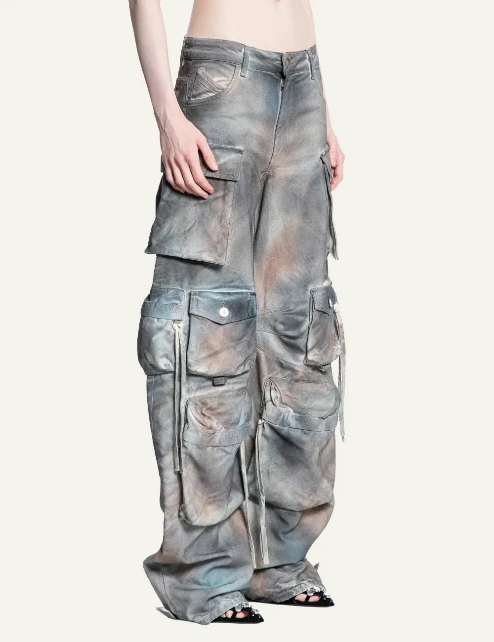 THE ATTICO LONG CARGO PANT GREY RUST