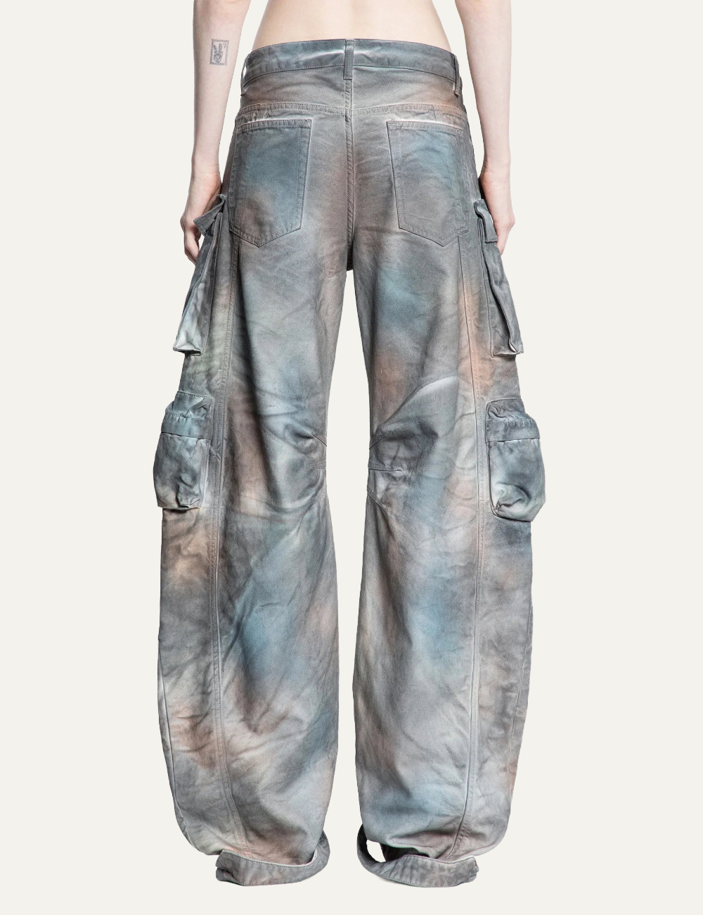THE ATTICO LONG CARGO PANT GREY RUST