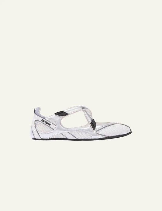 THE ATTICO 'NOMAD' BALLERINA SILVER