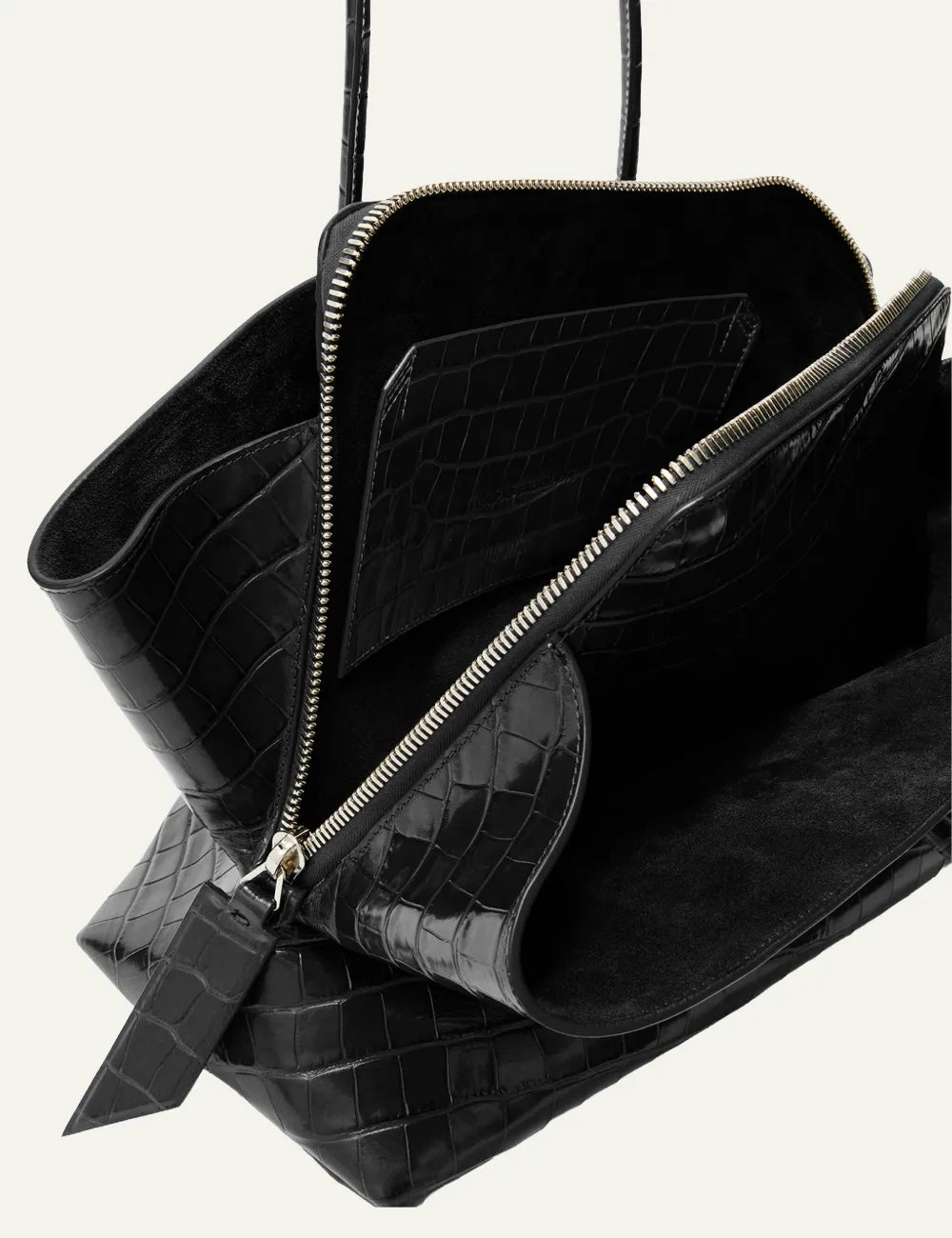 THE ATTICO 'LA PASSEGGIATA MEDIUM' BLACK CROCO