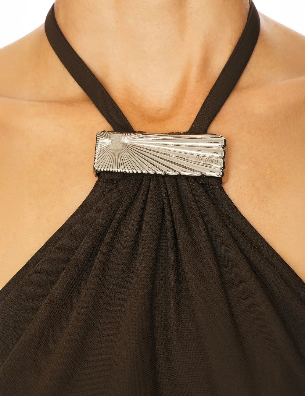 THE ATTICO MIDI HALTER-NECK DRESS MILITARY GREEN