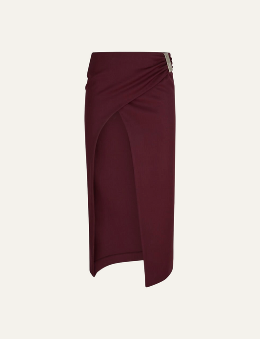 THE ATTICO MIDI BURGUNDY SKIRT